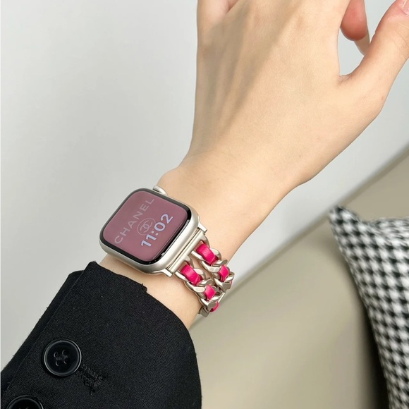 NEW Strap Chain Leather Stainless Band For Apple Watch - DPS - Picture 5 of 16